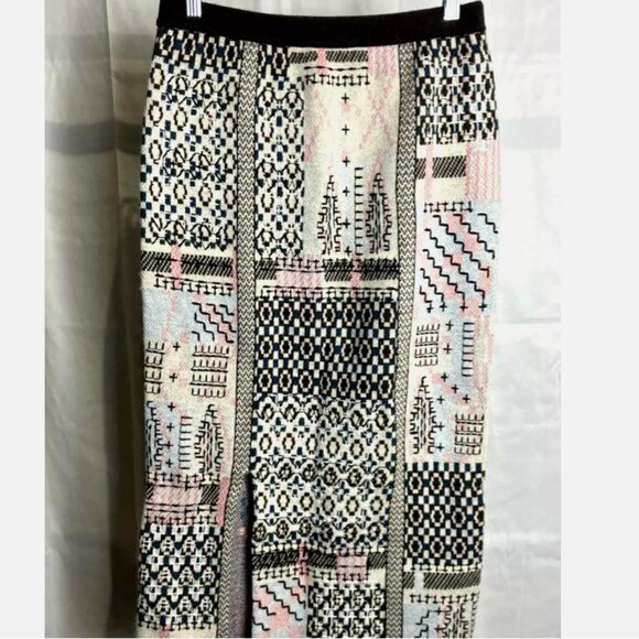 Anthropologie Avery Pencil Skirt Cashmere Wool Knit Embroidered Midi New $198 S - Picture 7 of 13